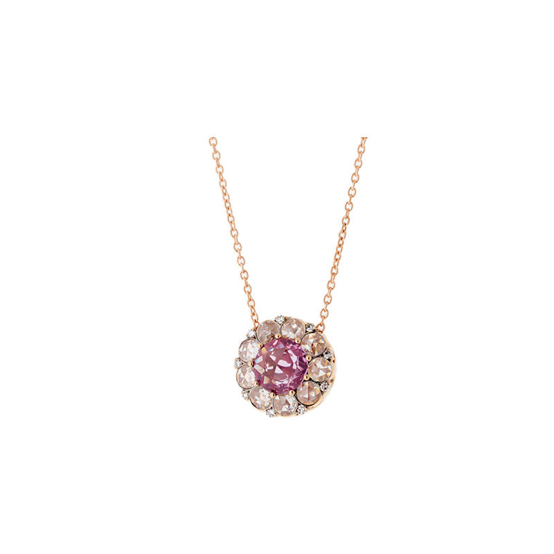 Beirut Rosace Pendentif - Saphir Rose - Diamants