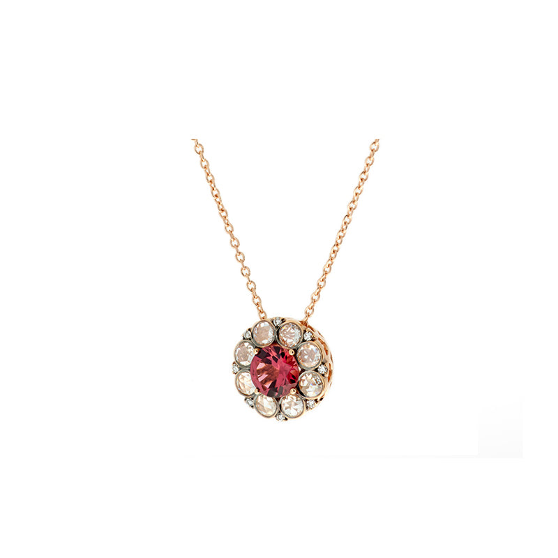 Beirut Pendant - Pink Tourmaline - Diamonds