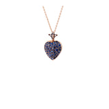 Heart Pendant - Blue Sapphires - Diamonds