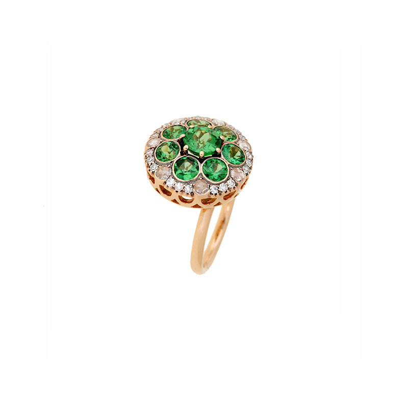 Beirut Rosace Ring - Tsavorites - Diamonds