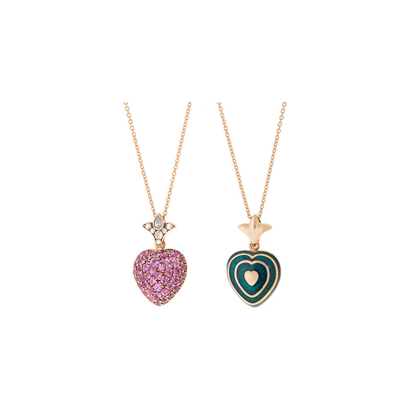 Corazon Pètrole Pendenif - Saphirs Rose - Diamants