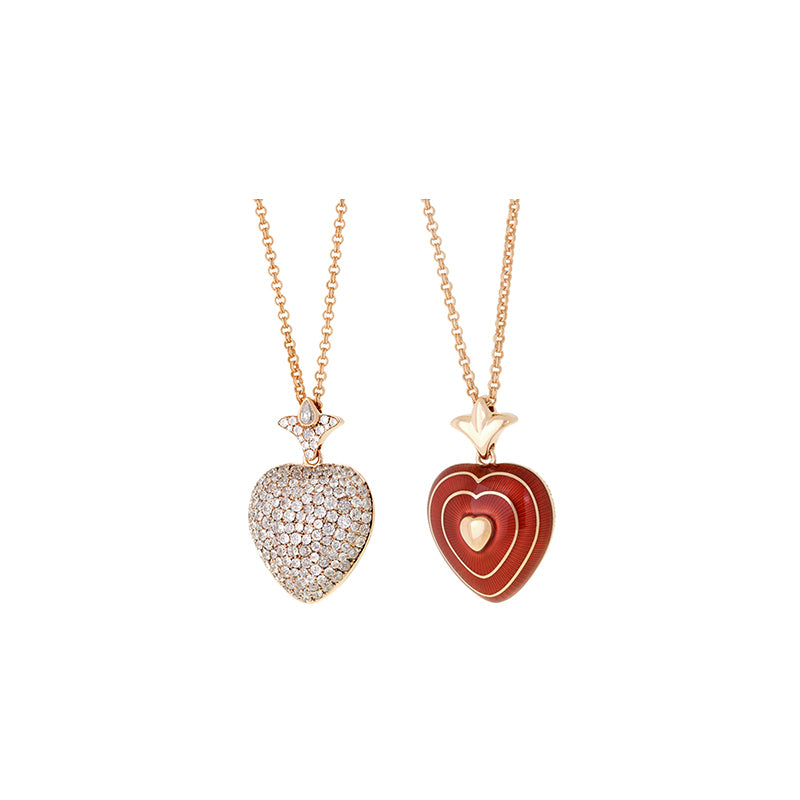 Corazon Rouge Rouille Pendentif - Diamants