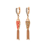 Fish For Love Orange Earring - Orange Sapphires - Yellow Sapphires - Diamonds
