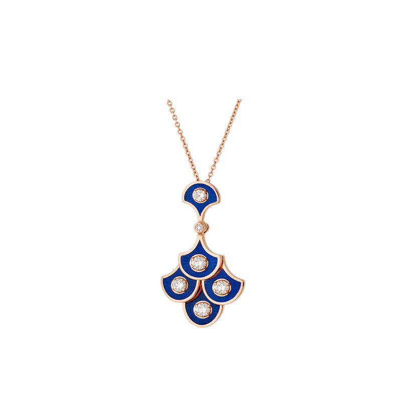 Fish For Love Scales Navy Blue Pendant - Diamonds