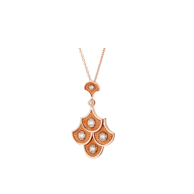 Fish For Love Scales Orange Pendant - Diamonds