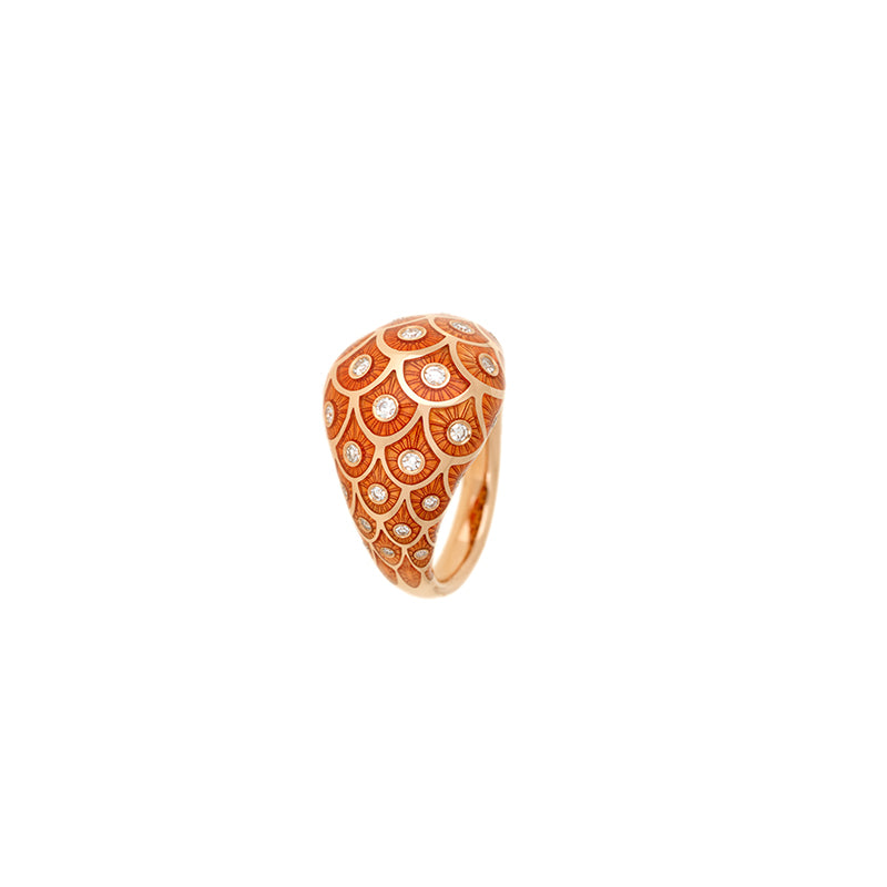 Fish For Love Scales Orange Ring - Diamonds