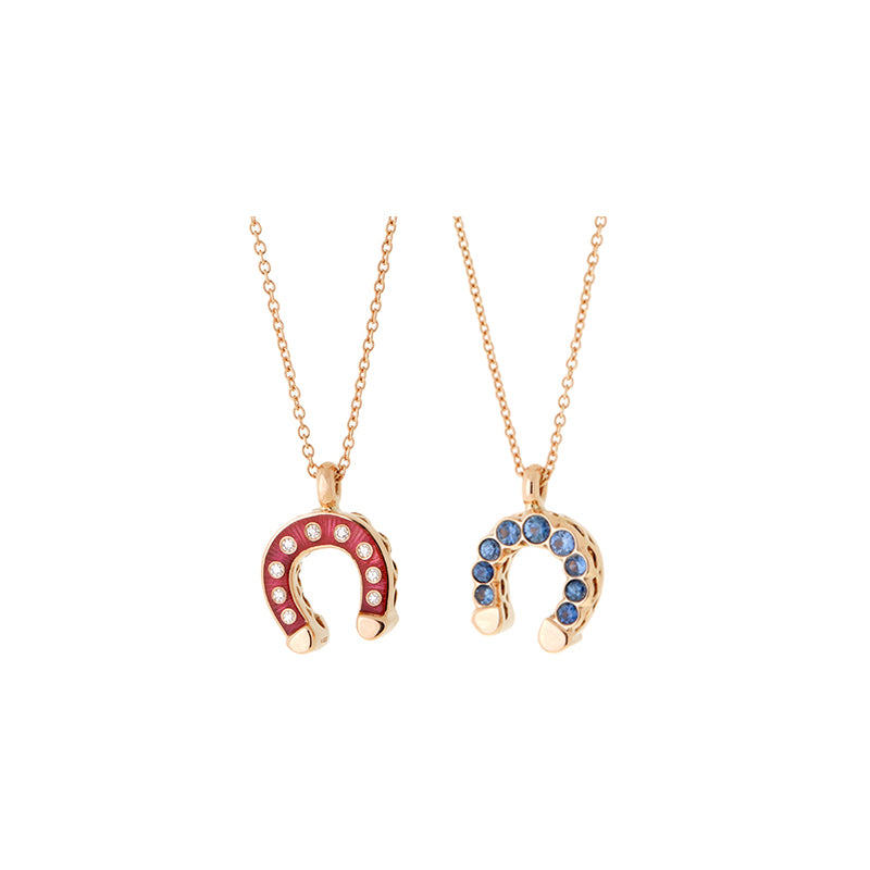 Double Face Vivaneau Rouge Pendentif - Saphirs Bleus - Diamants
