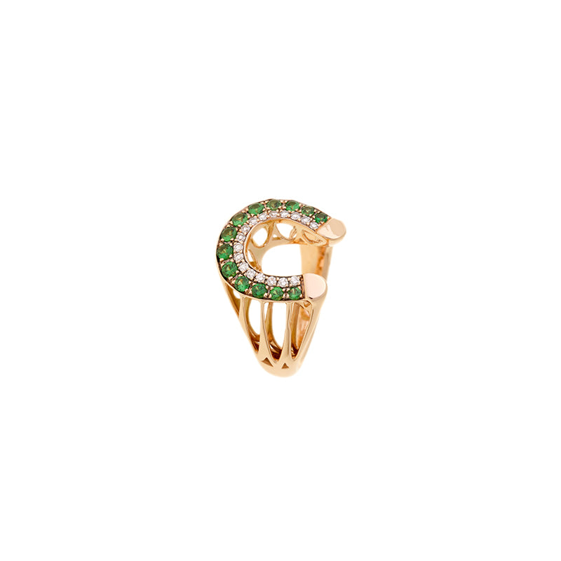 Fortune Chevalière Bague - Tsavorites - Diamants