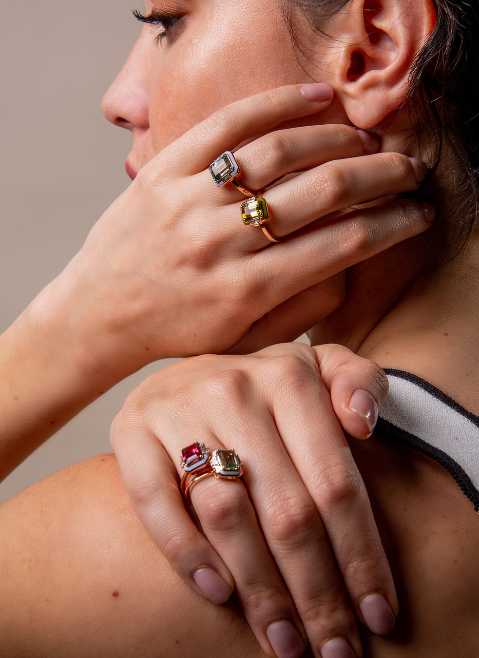 Gemma Ring - Green Tourmaline - Diamonds