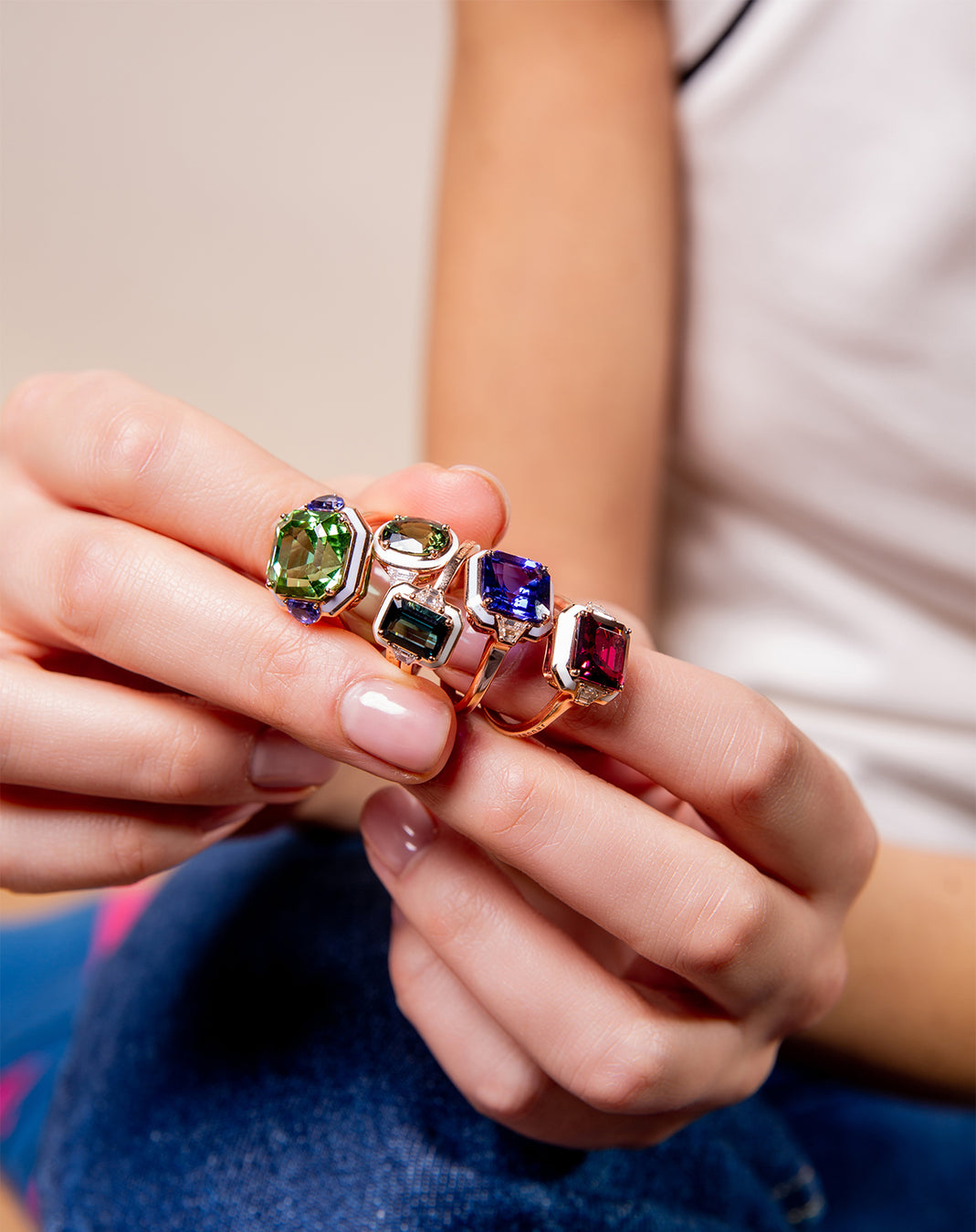 Gemma Ring - Rhodolite - Diamonds