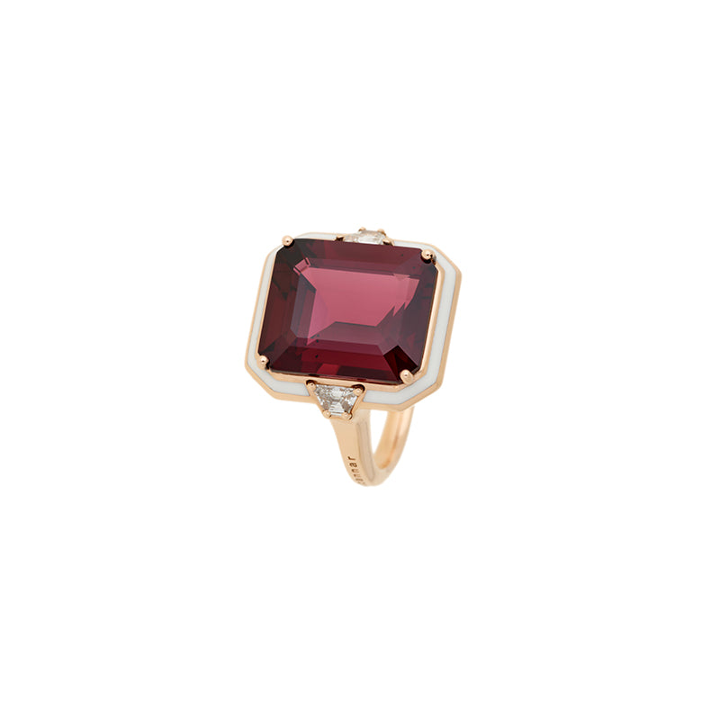 Gemma Ring - Rhodolite - Diamonds