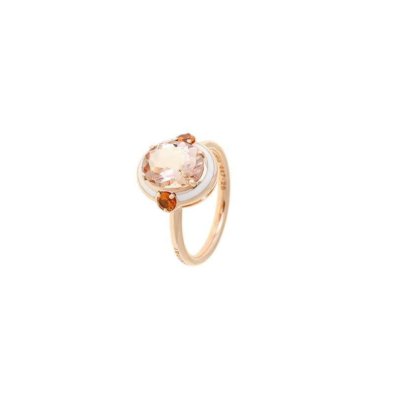 Gemma Ring - Morganite - Orange Sapphires
