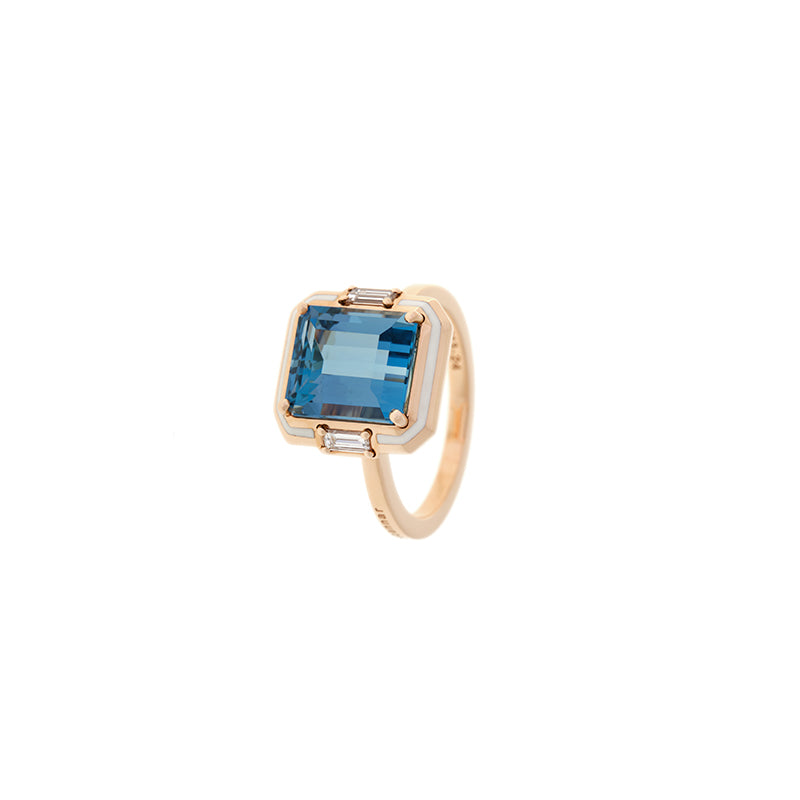 Gemma Ivory Ring - Aquamarine - Diamonds
