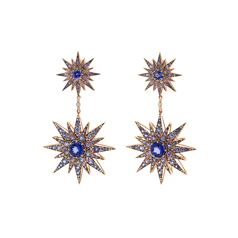 Istanbul Boucles d'oreilles - Saphirs bleus - Tanzanites - Diamants
