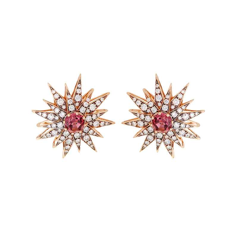 Istanbul Earrings - Rhodolites - Diamonds