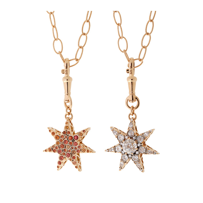 Istanbul Pendant - Orange Sapphires - Diamonds