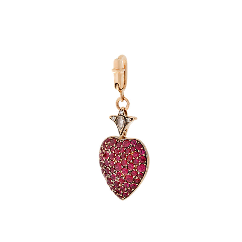 Corazon Charm - Rubies - Diamonds