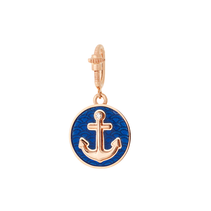 Médaille Ancre Bleu Marine - Diamants
