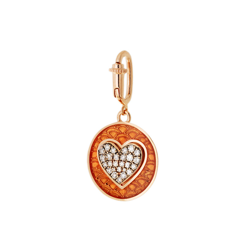 Charm Orange Heart - Diamonds