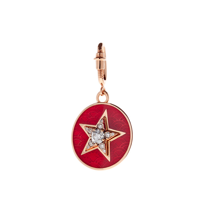 Médaille Etoile Rouge Rouille - Diamants