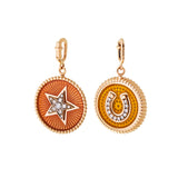 Double Face Charm - Orange & Yellow - Diamonds