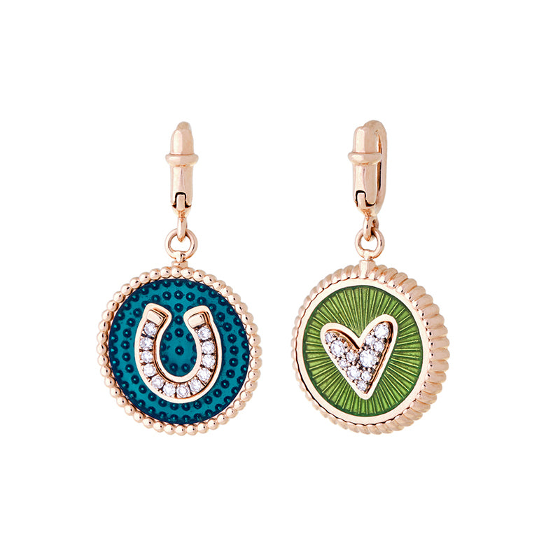 Double Face Charm - Kiwi & Petrol - Diamonds