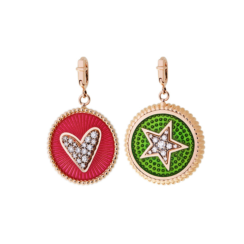 Double Face Charm - Red Snapper & Kiwi - Diamonds