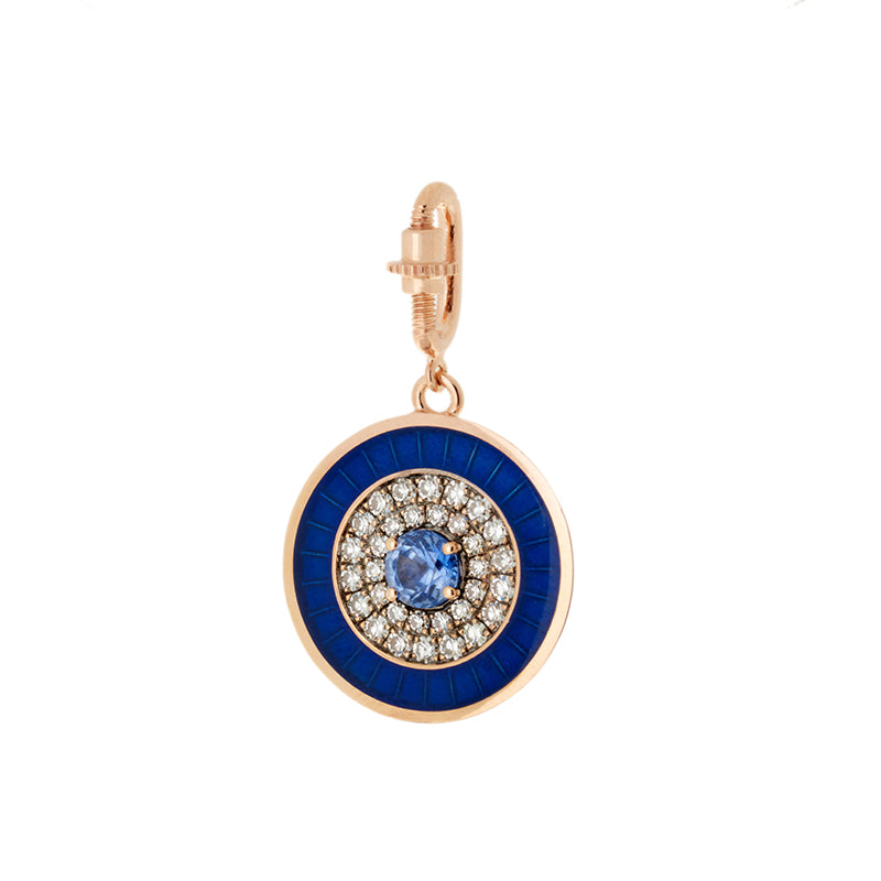 Médaille Oeil Bleu Marine - Saphir Bleu - Diamants