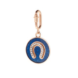 Médaille Fer à Cheval Bleu Marine - Diamants