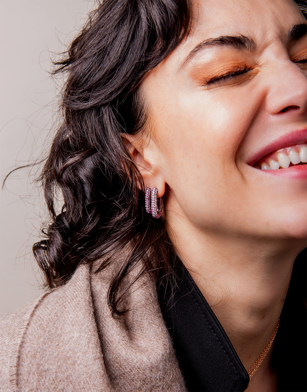 Link Earring - Pink Sapphires