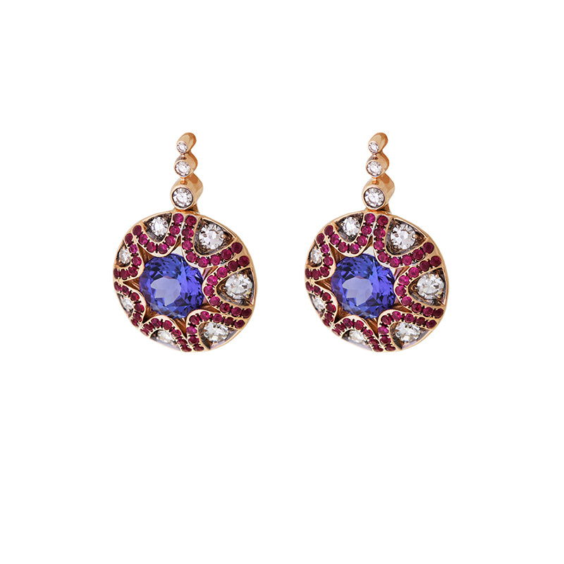 Mille et une nuits Earrings - Tanzanite - Rubies - Diamonds