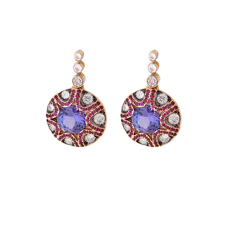 Mille et une nuits Earrings - Tanzanite - Rubies - Diamonds