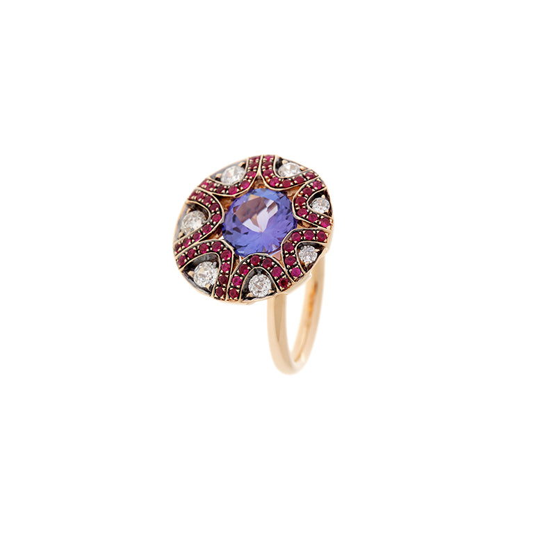 Mille et une nuits Ring - Tanzanite - Rubies - Diamonds