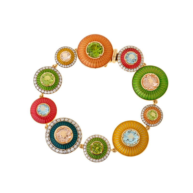 Mina Colored Bracelet - Peridots - Aquamarines - Morganites - Diamonds
