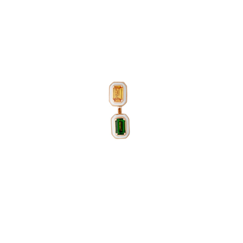 Mina Ivory Earring - Yellow & Dark Green Tourmalines