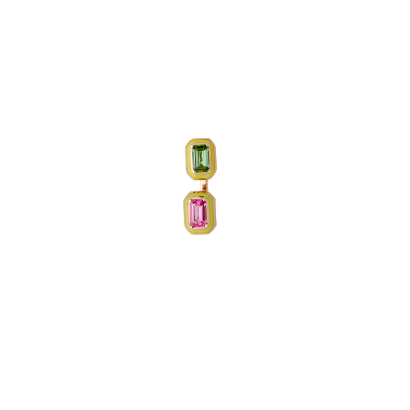 Mina Boucle d'oreille Jaune - Tourmalines Vertes & Roses
