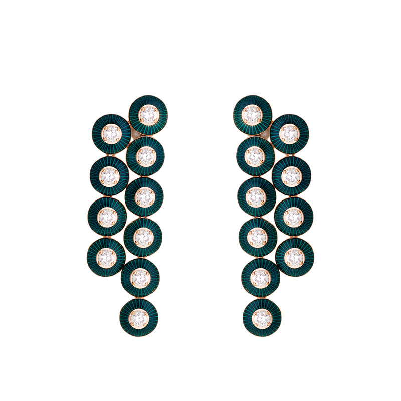 Mina Petrol Earrings - Diamonds