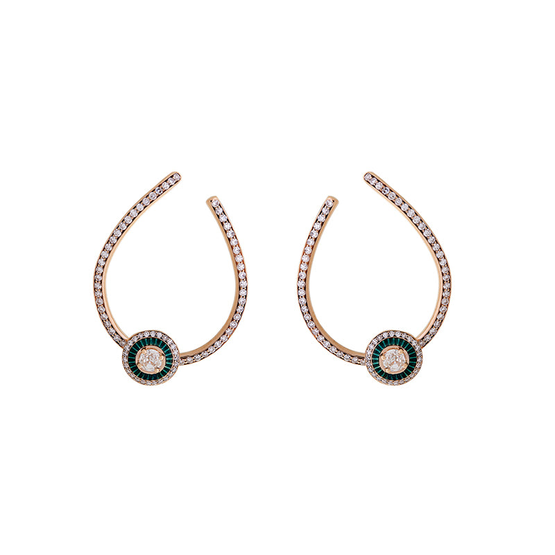 Mina Petrol Earrings - Diamonds
