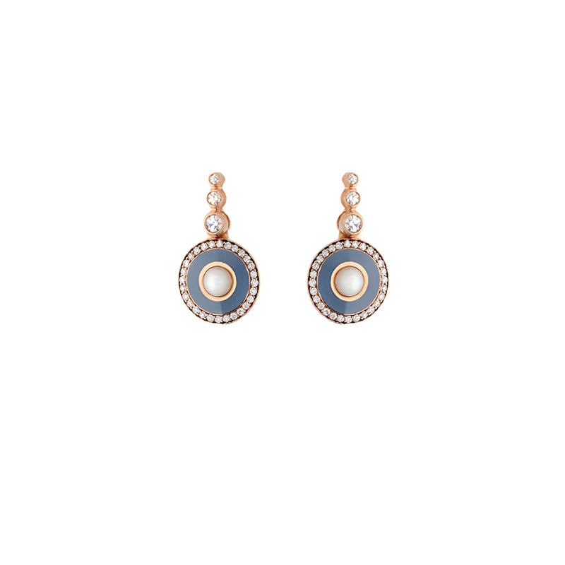 Mina Boucles d'oreilles gris - Perles - Diamants