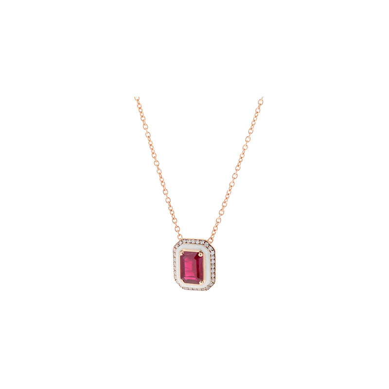 Mina Ivory Pendant - Ruby - Diamonds