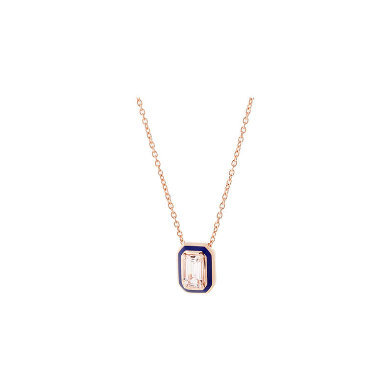 Mina Pendentif Bleu Marine - Morganite