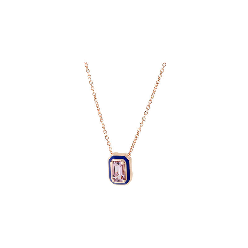 Mina Pendentif Bleu Marine - Tourmaline Mauve