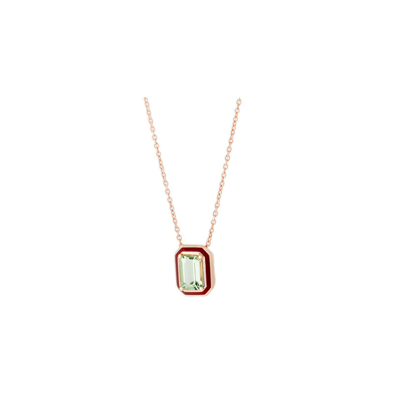 Mina Pendentif Rouge Foncé - Tourmaline Verte