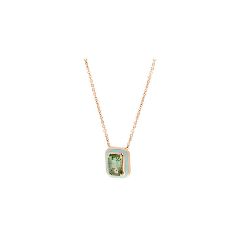 Mina Light Blue Pendant - Green Tourmaline