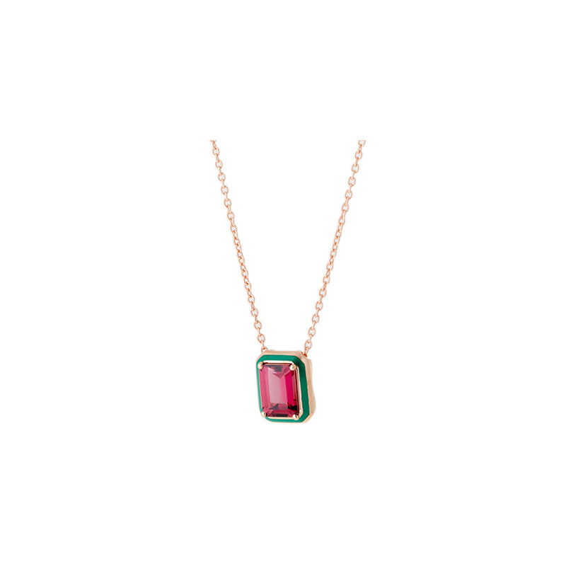 Mina Pendentif vert - Rhodolite