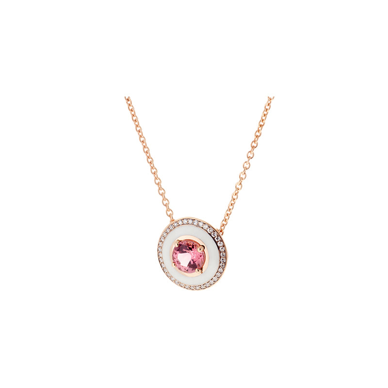 Mina Ivory Pendant - Pink Tourmaline - Diamonds