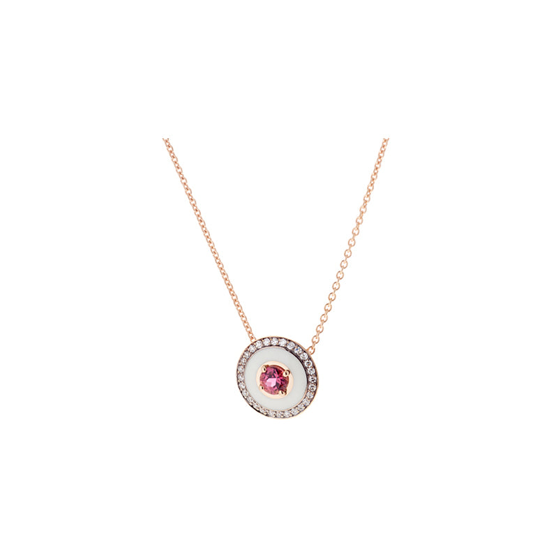 Mina Ivory Pendant - Pink Tourmaline - Diamonds