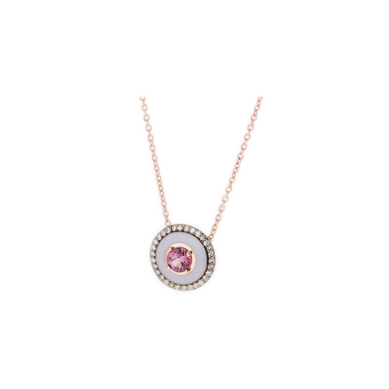 Mina Pendentif Lilas - Tourmaline rose - Diamants