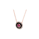 Mina Black Pendant - Rhodolite - Diamonds