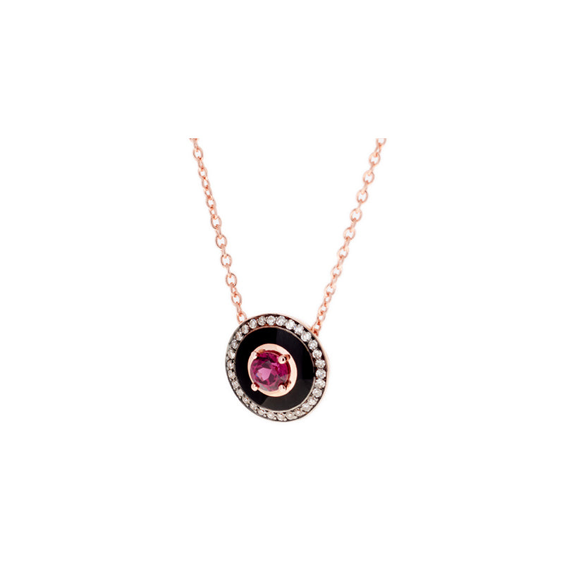 Mina Pendentif noir - Rhodolite - Diamants